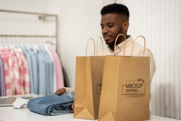 Close Up On Paper Bag Mockup Psd
