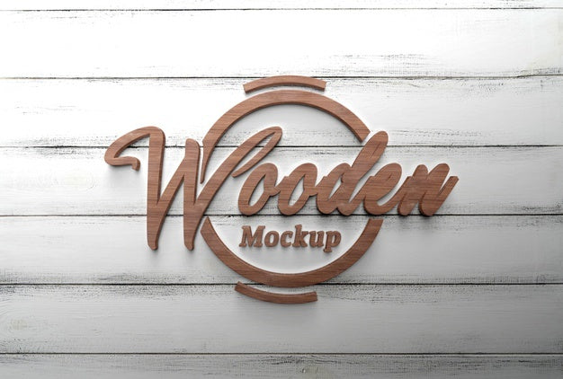 Close Up On Wooden Logotype Mockup Psd
