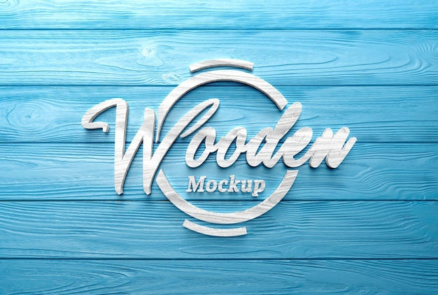 Close Up On Wooden Logotype Mockup Psd