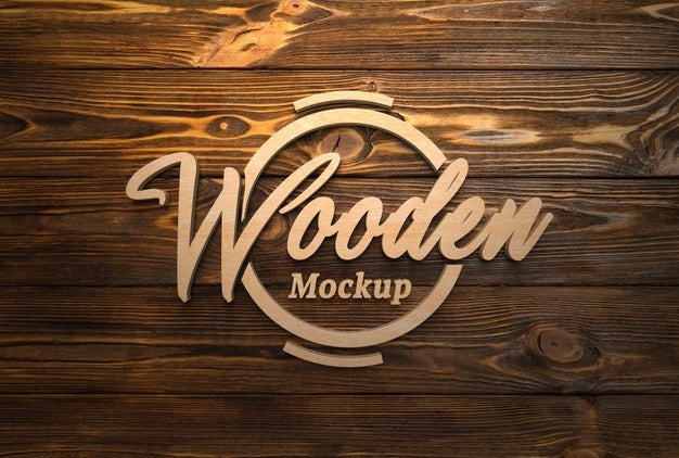 Close Up On Wooden Logotype Mockup Psd