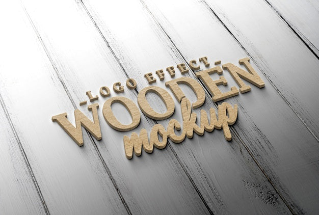 Close Up On Wooden Logotype Mockup Psd