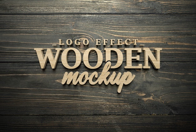 Close Up On Wooden Logotype Mockup Psd