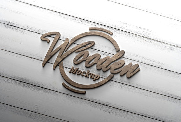 Close Up On Wooden Logotype Mockup Psd