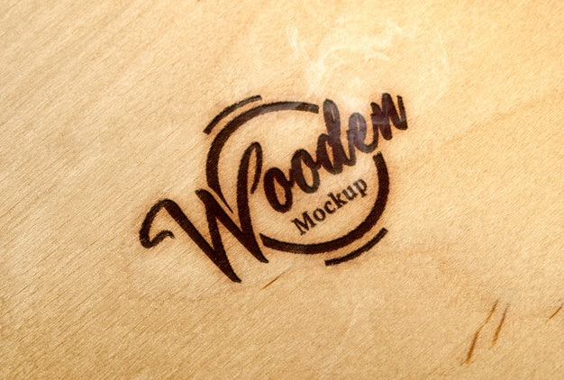 Close Up On Wooden Logotype Mockup Psd