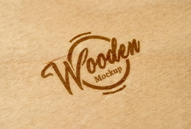 Close Up On Wooden Logotype Mockup Psd