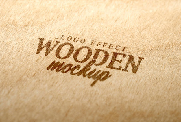 Close Up On Wooden Logotype Mockup Psd