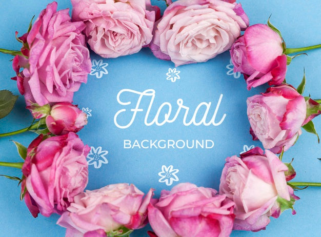 Close Up Pink Roses Framing Mockup Psd