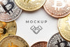 Close-Up Set Of Bitcoins With Mock-Up Psd