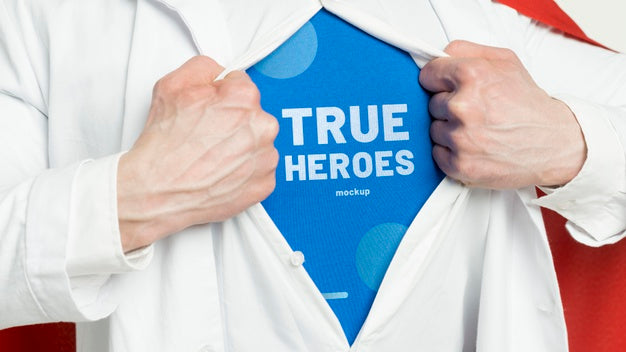Close-Up True Hero Concept Mock-Up Psd