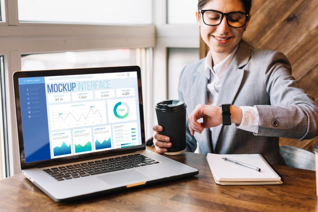Close-Up Woman Looking At Watch Psd