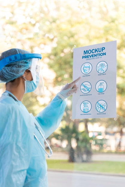 Close-Up Woman Reading Prevention Poster Psd