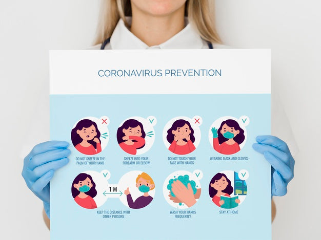 Close-Up Woman With Coronavirus Prevention Psd
