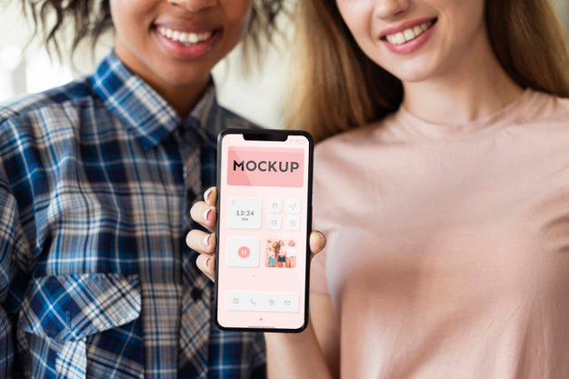 Close Up Women Holding Smartphone Psd