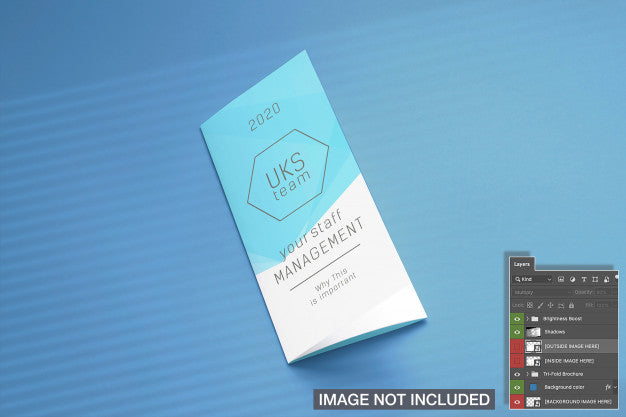 Closed Tri-Fold Flyer Brochure Cover Mockup Psd