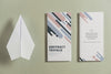 Closed Trifold Brochure Mockup With Paper Plane Psd