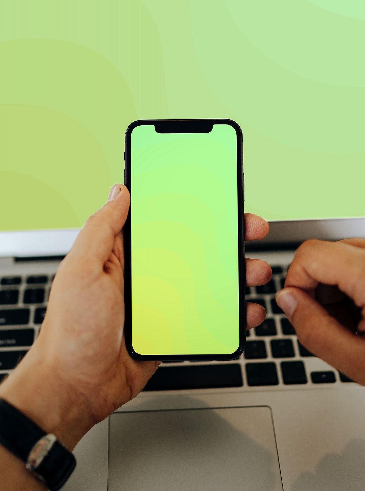 Closeup Of A Man Using A Mobile Phone