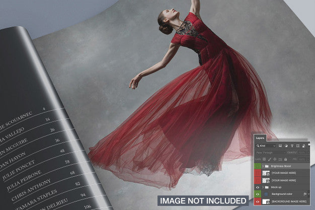 Closeup View Opened Square Magazine Mockup Psd