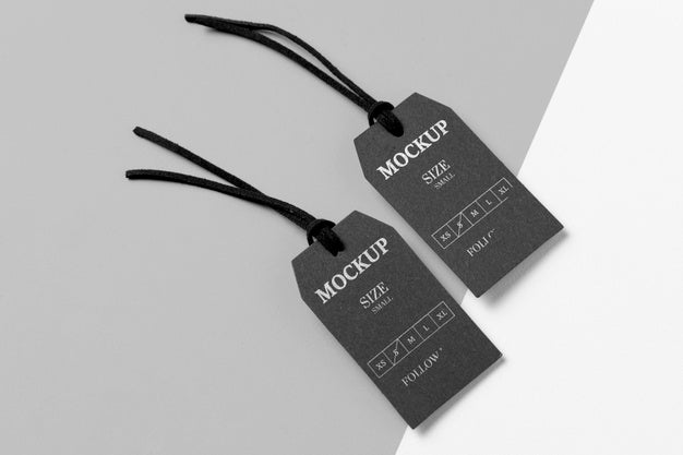 Clothing Black Size Tag Mock-Up Copy Space Psd
