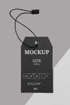 Clothing Black Size Tag Mock-Up Front View Psd