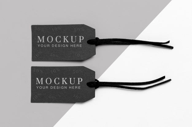 Clothing Minimalist Black Tags Mock-Up Psd