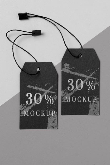 Clothing Modern Black Tag Mock-Up Psd