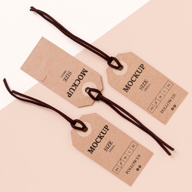 Clothing Size Tag Mock-Up Arrangement Psd