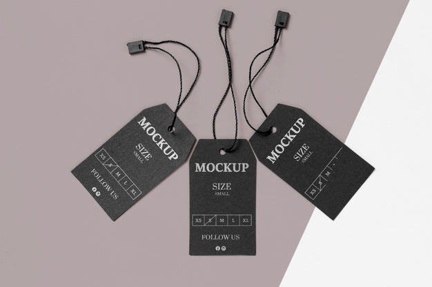 Clothing Size Tag Mock-Up Top View Psd