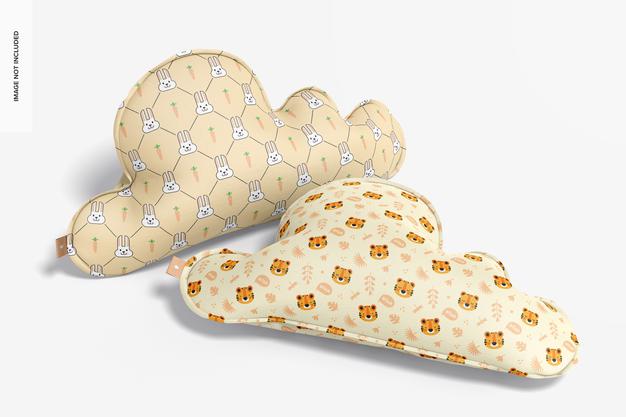 Cloud Pillows Mockup, Perspective Psd