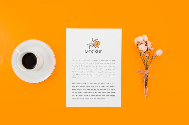 Coffee And Flowers Botanical Mock-Up Psd