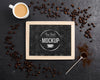 Coffee Beans And Cup Of Coffee Mock-Up Psd
