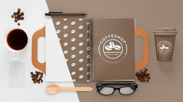 Coffee Branding Concept Flat Lay Psd