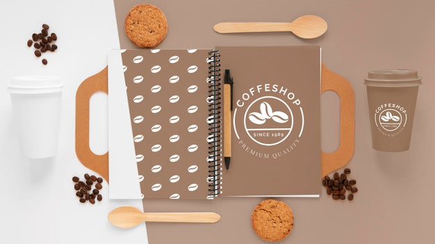 Coffee Branding Concept Top View Psd