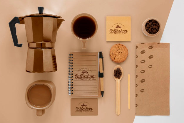 Coffee Branding Concept With Beans Above View Psd
