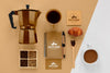 Coffee Branding Concept With Beans Flat Lay Psd