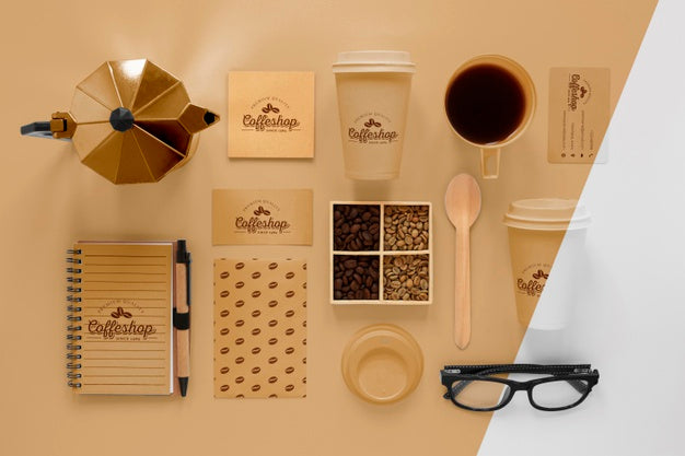 Coffee Branding Concept With Beans Top View Psd