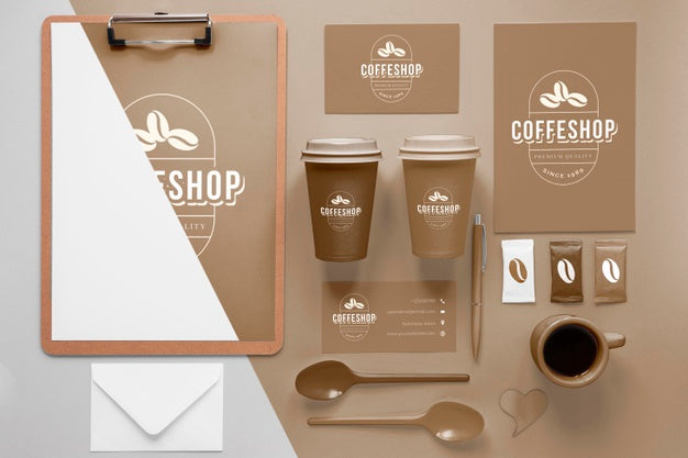 Coffee Branding Items Arrangement Psd