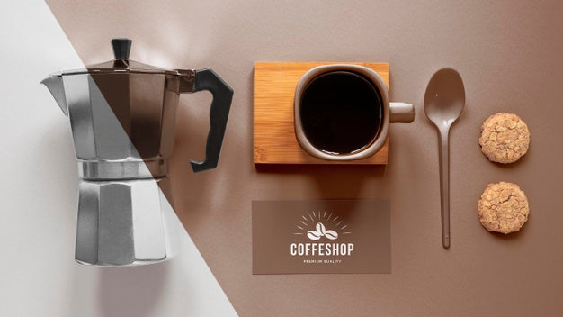 Coffee Branding Items Arrangement Top View Psd
