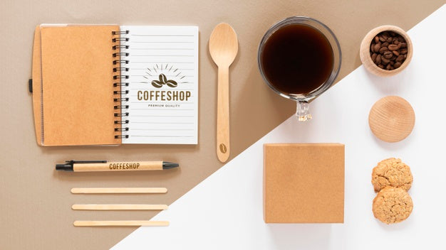 Coffee Branding Items Top View Psd
