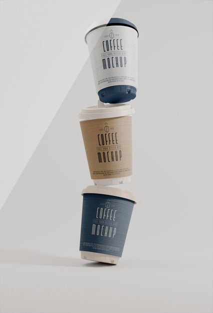Coffee Branding Levitation Mockup Psd