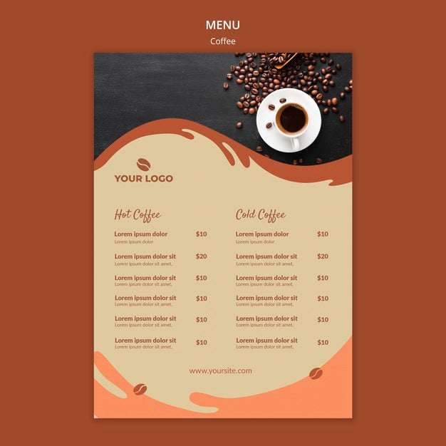 Coffee Concept Menu Mock-Up Psd