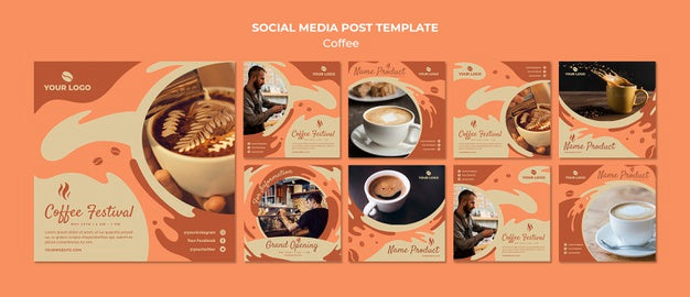 Coffee Concept Social Media Post Template Mock-Up Psd