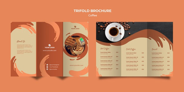 Coffee Concept Trifold Brochure Mock-Up Psd