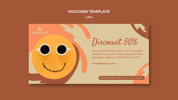 Coffee Concept Voucher Template Mock-Up Psd