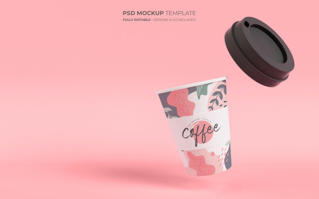 Coffee Cup In Gravity Mockup Psd