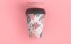 Coffee Cup Mockup With Floral Design Psd