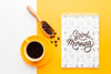 Coffee Cup Next To A Notebook Mock-Up Psd
