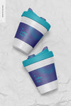 Coffee Cup With Lid Mockup, Top View Psd
