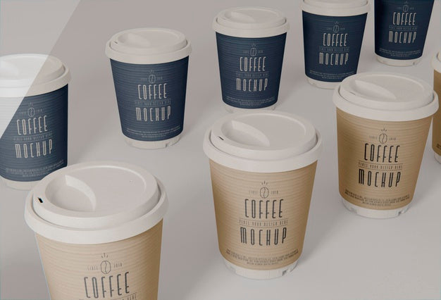 Coffee Cups Assortment High Angle Psd