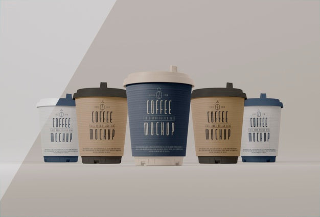 Coffee Cups Branding Assortment Psd