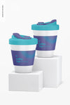 Coffee Cups With Lid Mockup, Front View Psd